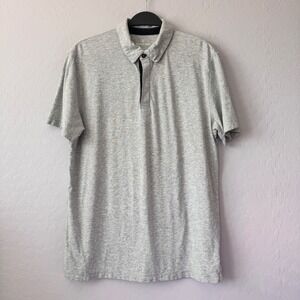 Tommy John Polo Shirt Mens Medium Gray Pima Cotton Modal Blend Short Sleeve